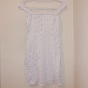 White off the shoulder soft material mini dress